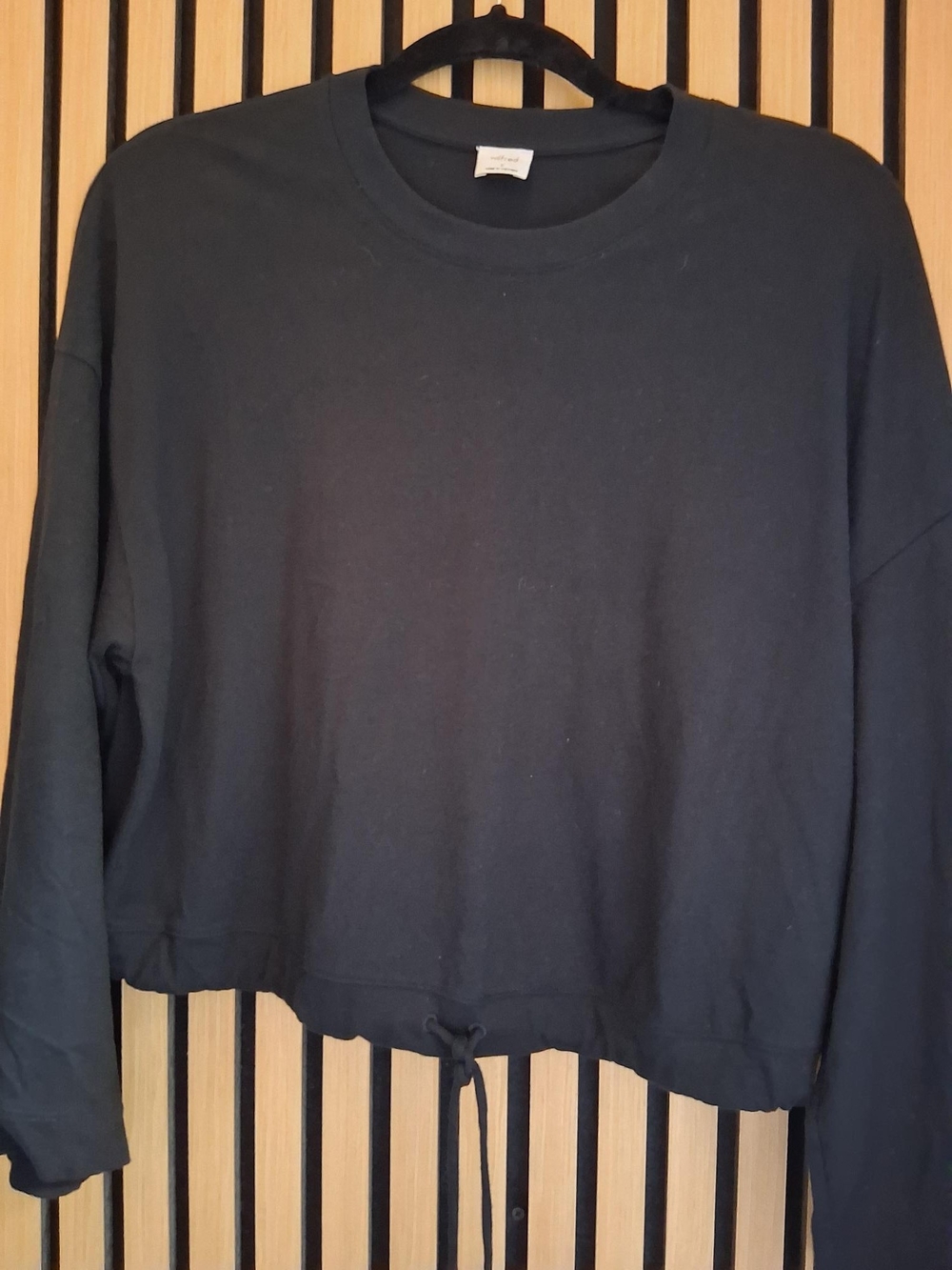 Wilfred Black Crewneck Drawstring-Hem Sweater
